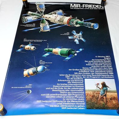 DDR Poster Plakat MIR - Frieden im Kosmos und auf der Erde