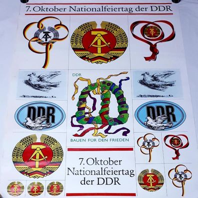 DDR Poster Plakat 7. Oktober Nationalfeiertag der DDR