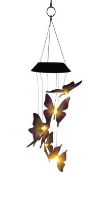 Solar-Windspiel Schmetterling, 6 LED, 60 cm, warmweiß