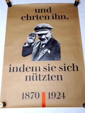 DDR Poster Plakat Lenin - und ehrten ihn, indem sie sich nützten