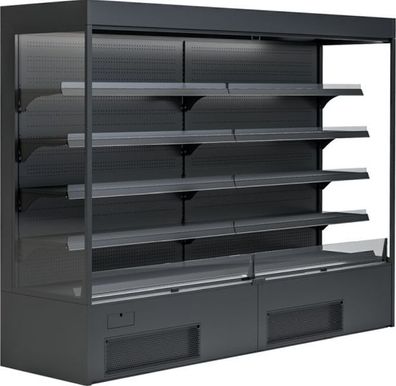 KBS Wandkühlregal mit Nachtrollo 2570x720x2000 mm Black Line Ausführung 230 Volt