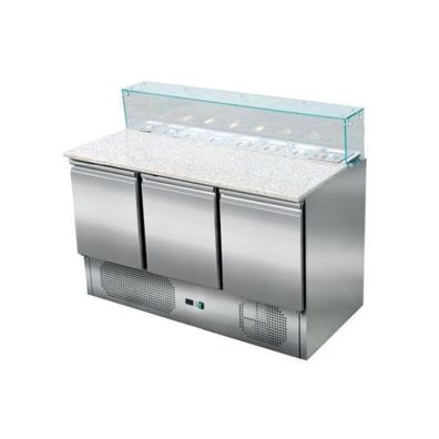 Pizzasaladette 3 Türen, Eckiger Glasaufsatz, 137 X 70Cm