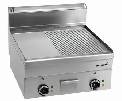 Bergman Profiline Plus 600 Elektro-Grillplatte 2/3 - Glatt - 1/3 - Gerillt Verchro