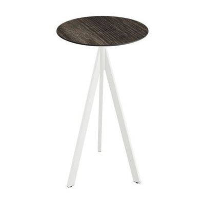 Möbel Infinity Tripod Stehtisch Weiß frame Riverwashed Wood HPL 70 cm