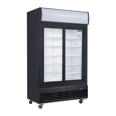 Polar G-Serie Kühlvitrine mit mit Schiebetüren und Leuchtkasten 950Ltr Schwarz