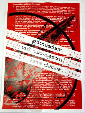 DDR Poster Plakat Giftmischer und Nato Agenten keine Chance