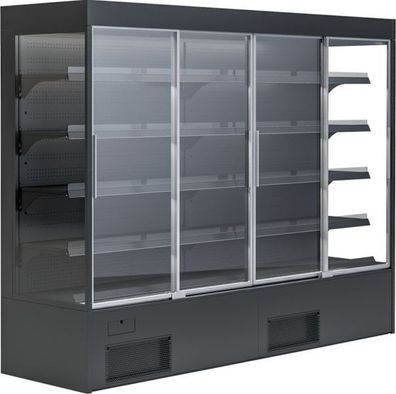 KBS Wandkühlregal mit Glasschiebetüren 2570x720x2000 mm Black Line 230 Volt