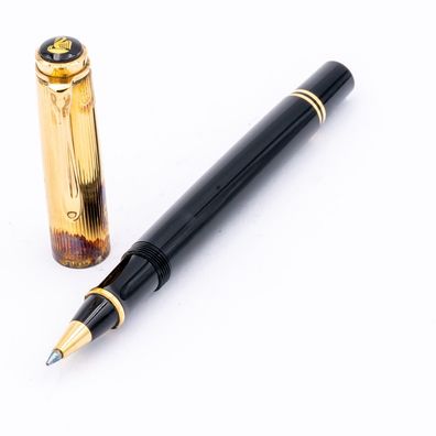 Pelikan Souverän R450 Rollerball-Pen Schwarz Gold Silber 925 Tintenschreiber