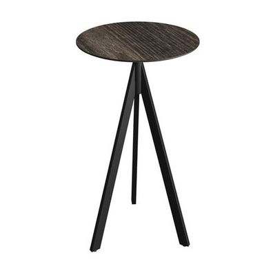 Möbel Infinity Tripod Stehtisch Schwarz frame Riverwashed Wood HPL 70 cm