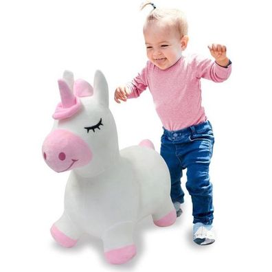 Hüpftier Einhorn Mit Plüschbezug Und Pumpe