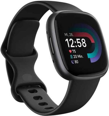 Fitbit Versa 4 40mm m Aluminiumgehäuse-Schwarz mit Silikonarmband in Schwarz