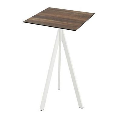 Möbel Infinity Tripod Stehtisch Weiß frame Tropical Wood HPL 70x70 cm
