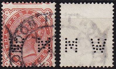 England GREAT Britain [1880] MiNr 0057 ( OO/used ) [02] Firmenlochung perfin