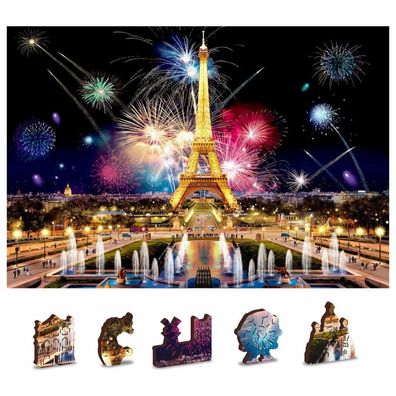 WOODEN CITY Holzpuzzle Nacht Paris 2in1, 75 Teile ECO