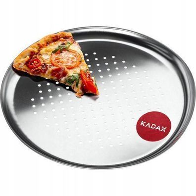 KADAX Pizzaform, Pizza-Pfanne mit Löchern, Backblech aus verzinktem Blech, 32cm