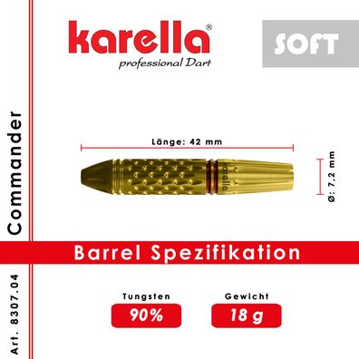 Softdart Karella Commander Gold 90% Tungsten 18 g oder 20 g