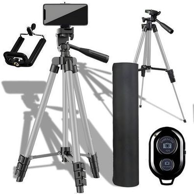 Aluminium Smartphone Stativ mit Bluetooth Fernauslöser Höhe 103cm Tripod Retoo