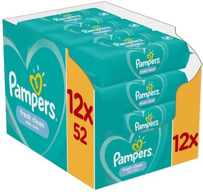 Pampers Fresh Clean Baby Feuchttücher Ohne Alkohol 12 x 52 Stück