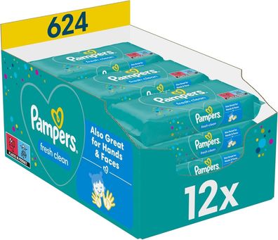 Pampers Fresh Clean Feuchttücher Sensitiv Milder Duft 12er Pack 624 Feuchttücher