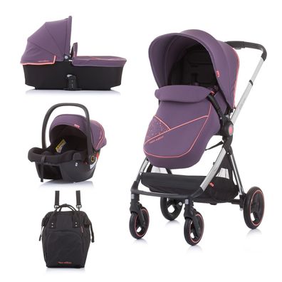 Chipolino Kinderwagen Elite 3 in 1, Autositz, klappbar, Tragetasche, Sportsitz