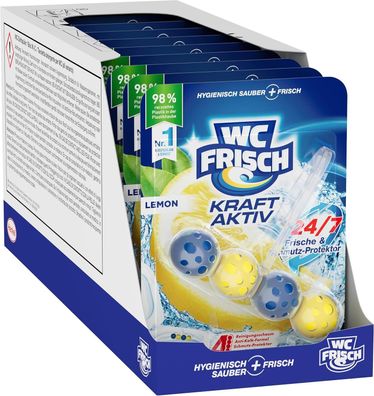 WC FRISCH Kraft Aktiv Duftspüler Lemon WC Reiniger Anti-Kalk-Effekt 10er Pack,