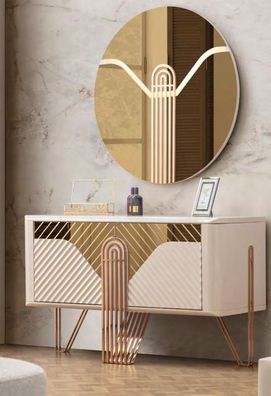 Moderne Beige Kommode Schlafzimmer Konsole Edelstahl Luxus Möbel Neu