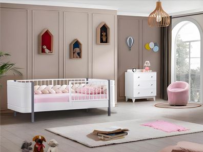 Modern Kinderzimmer Weiß Garnitur Kinderbett Weiß Möbel Set Kommode Holz