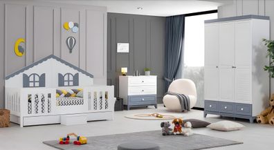 Modern Kinderzimmer Set Besteht Aus Kinderbett Schrank Kommode 3Tlg Neu