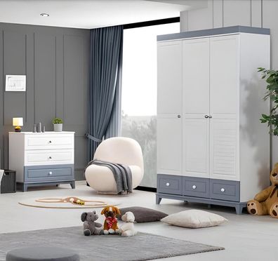 Kinderzimmer Set Kleiderschrank Modern Kommode Holzmöbel Schlafzimmer Neu