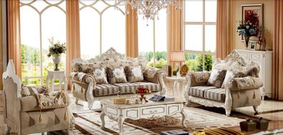 Klassische Design Sofagarnitur 3 + 2 + 1 Sitzer Garnitur Sofa Luxus Sofas 3 Tlg Set