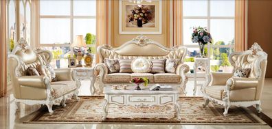 Klassische Chesterfield Sofagarnitur Couch Set Polster Wohnzimmer Möbel