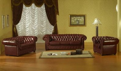 Sofagarnitur Chesterfield Ledersofa 3 + 2+1 Sofa Kunstleder Couch Sitz Garnitur #1