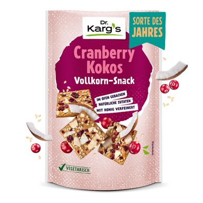 Dr. Kargs Cranberry Kokos Vollkorn Snack süß nussig knusprig 110g