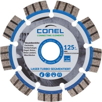 Conel Diamant Trennscheibe Turbo Ø 125 mm Beton, Ziegel usw. Segmenthöhe 12mm