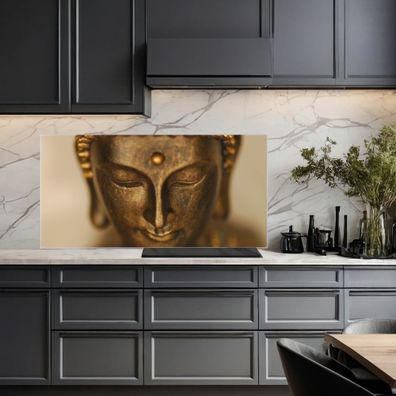 banjado® Küchenrückwand aus gehärtetem Glas magnetisch Motiv Buddha Gold