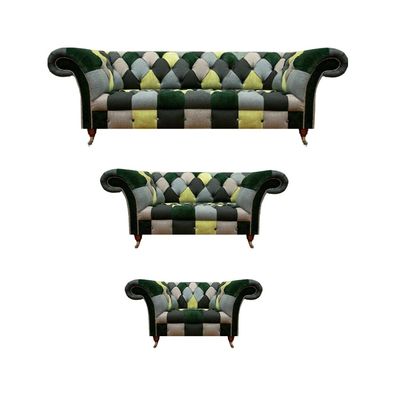 Mehrfarbig Sofa Set 3Tlg Designer Möbel Sofas Couchen Modern Sessel Chesterfield