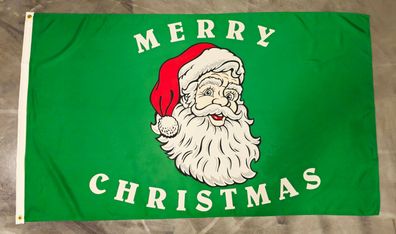 Fahne Flagge Merry Christmas Weihnachtsmann Kopf - 90 x 150 cm