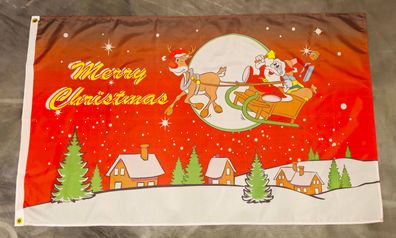 Fahne Flagge Merry Christmas Weihnachten Rentier - 90 x 150 cm