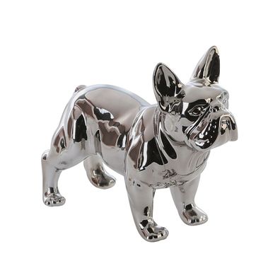 Casablanca Figur, Hund, "Bulli", Bulldogge, Keramik, silberfarben, , B. 35 cm, H