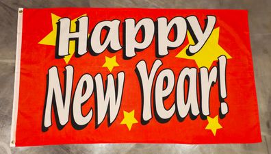 Fahne Flagge Happy New Year Neujahr Silvester - 90 x 150 cm