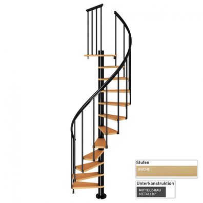 Dolle Spindeltreppe Calgary Buche/Anthrazit 244,8-280,8cm Geschosshoehe Ø120cm