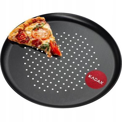 KADAX Pizzaform, Pizza-Pfanne mit Löchern, Backblech aus verzinktem Blech, 32cm