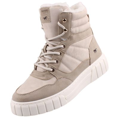 Mustang Damen High Top Sneaker gefüttert Beige 1446605/243