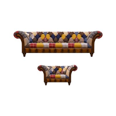 Designer Mehrfarbig Sofa Dreisitze Couch Polstermöbel Sessel Möbel Chesterfield