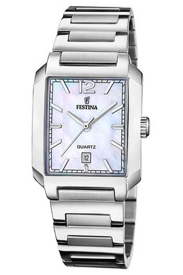 Festina Damenuhr Quarz Rechteckig Stahl/Perlmutt F20679/2