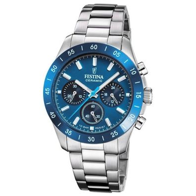 Festina Damenuhr Chronograph Stahl/Blau F20693/4