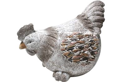 Deko Gartenfigur Henne 31cm Echte Handarbeit Steinoptik Huhn