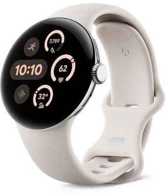 Google Pixel Watch 3 41mm 4G Polished Silver Sportarmband Porcelain unbenutzt