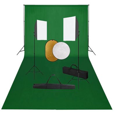 vidaXL Fotostudio-Set mit Softboxen, Hintergrundsystem und Reflektor