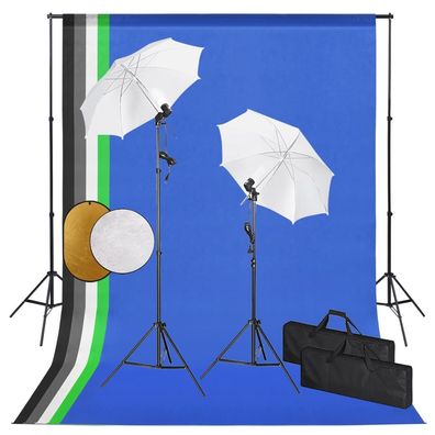 vidaXL Fotostudio-Set mit Leuchten, Schirmen, Hintergrund, Reflektor